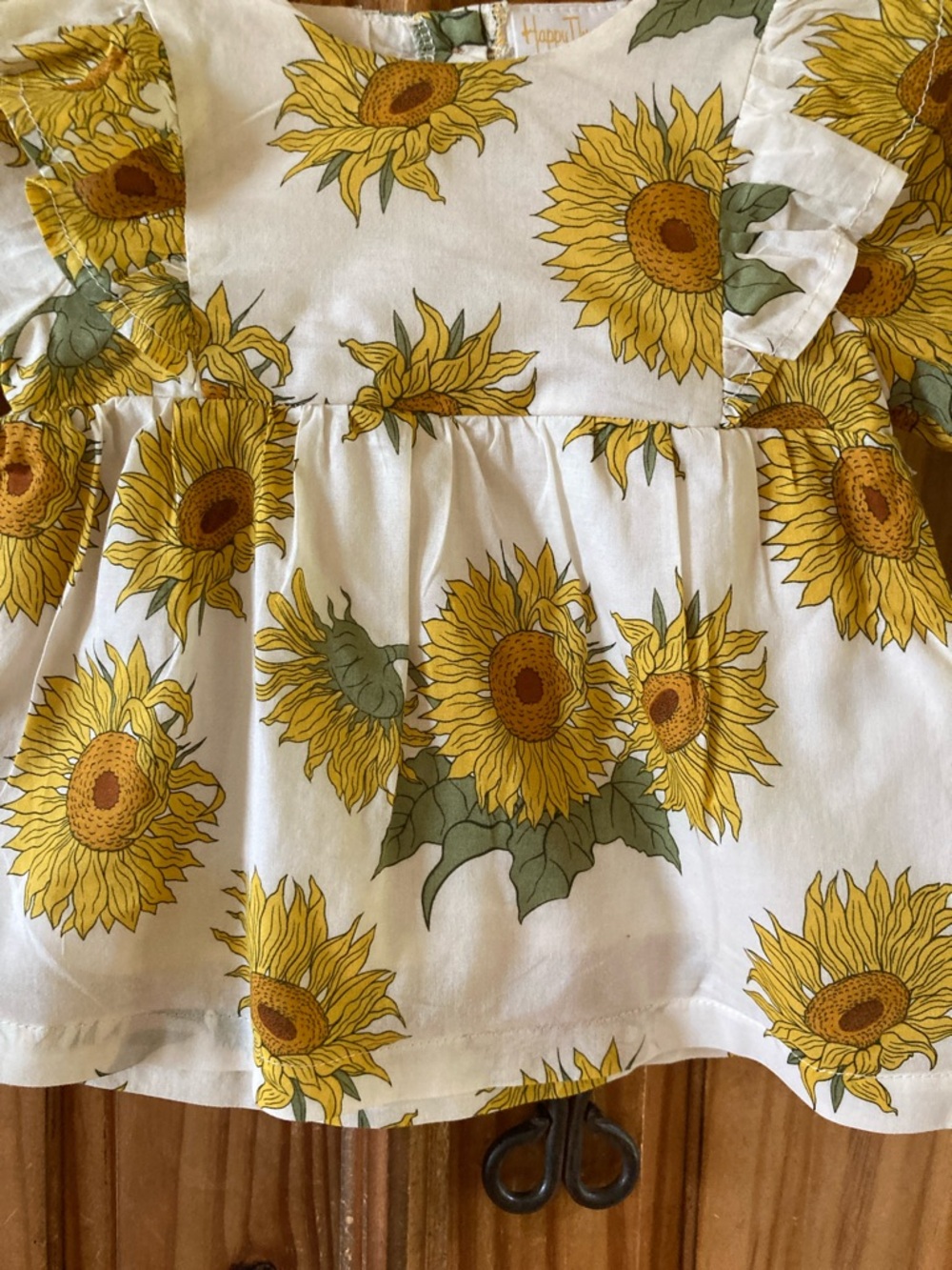 Girls Happy Threads yellow sunflowers long sleeve shirt size 12 months - Picture 2 of 7